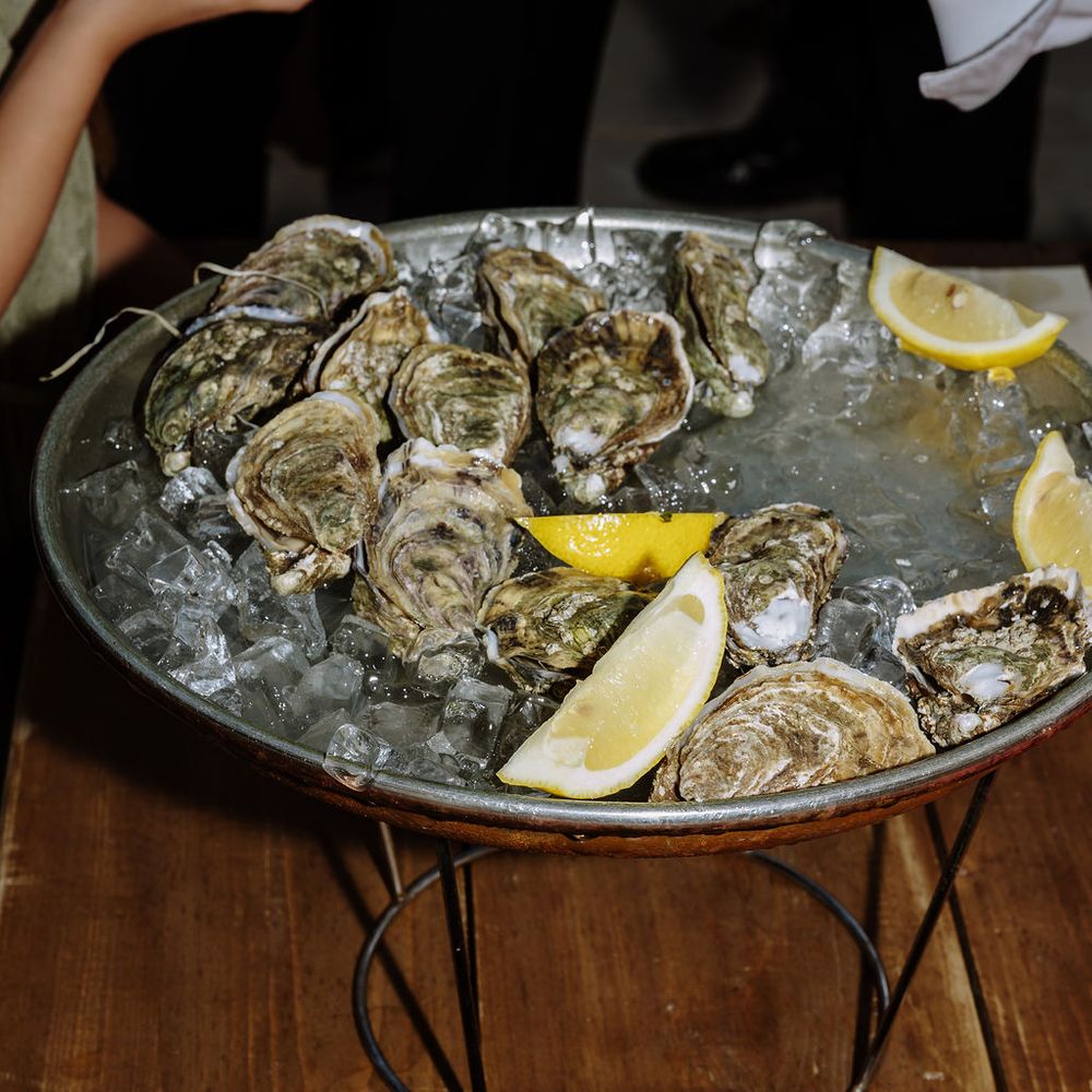 Wedding guests celebrating together at cocktail hour 