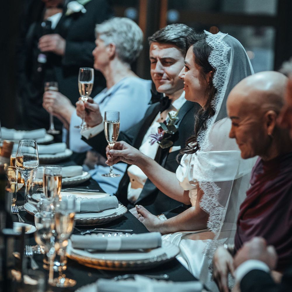 Bride and groom seated for their wedding breakfast