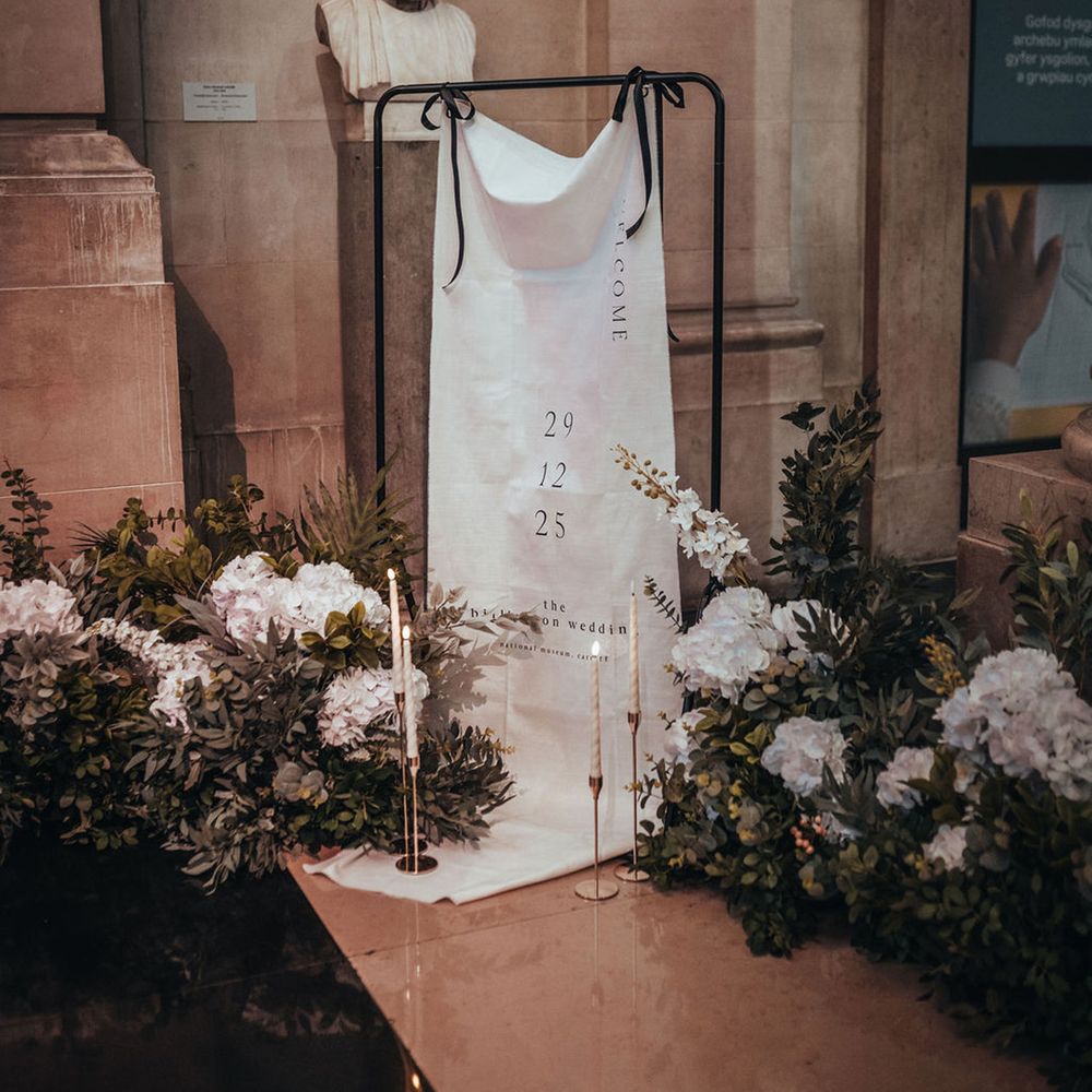 Fabric wedding welcome sign 