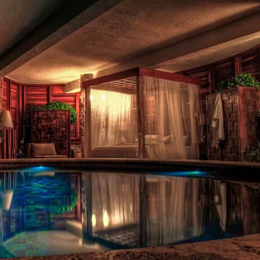 Jade Mountain with white cabana 