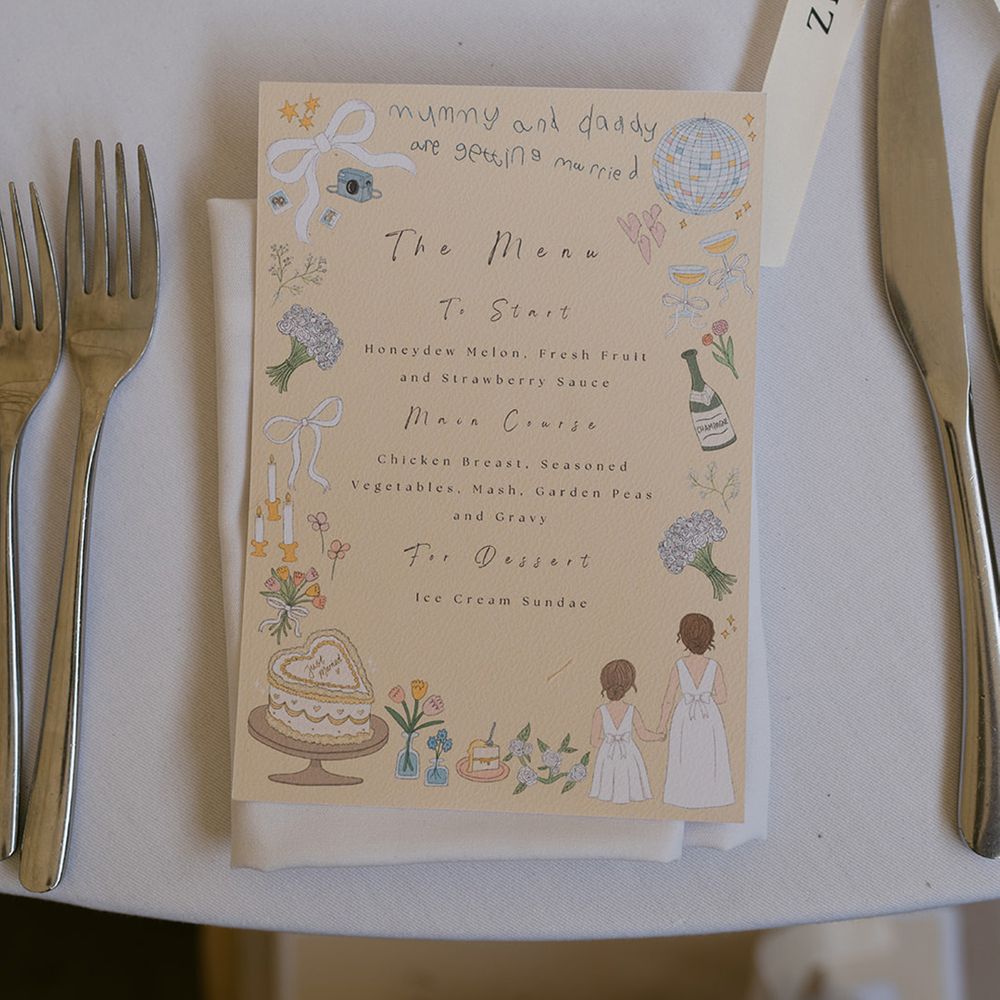 Illustrated wedding menu