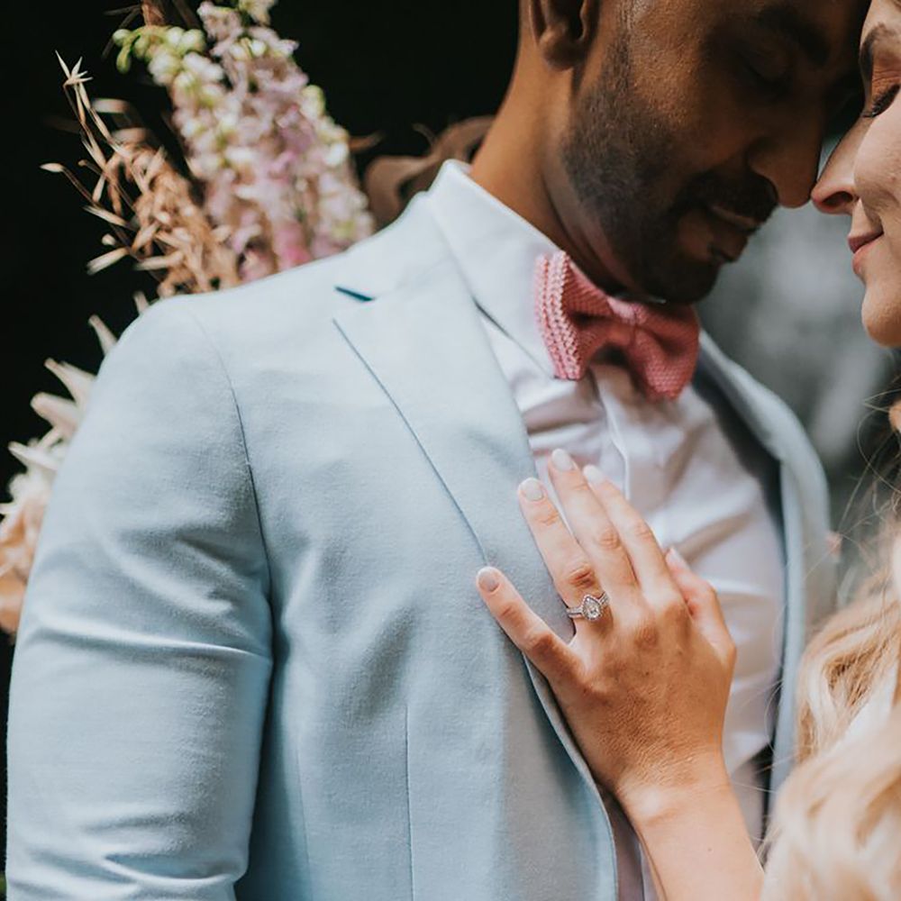 Light blue spring wedding suit