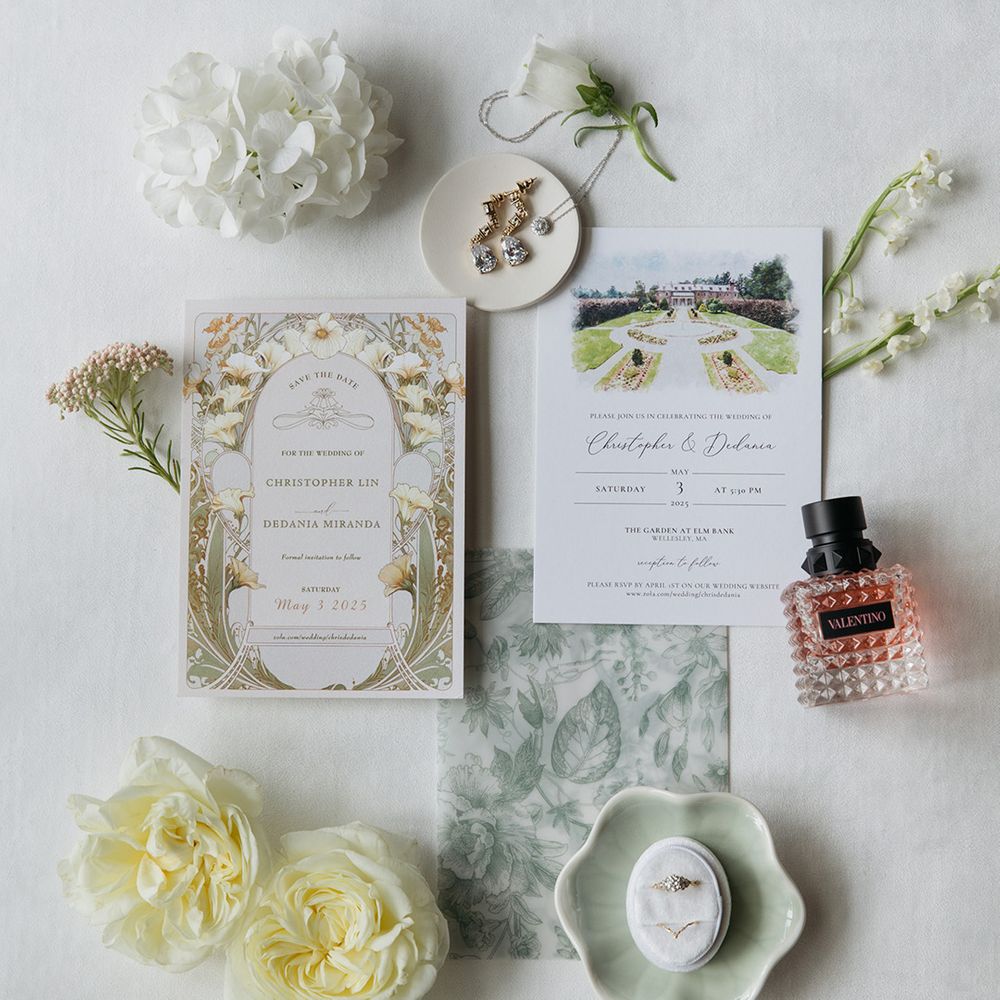 Wedding stationery suite with neutral tones 