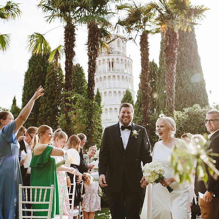 Couple exits their wedding ceremony 