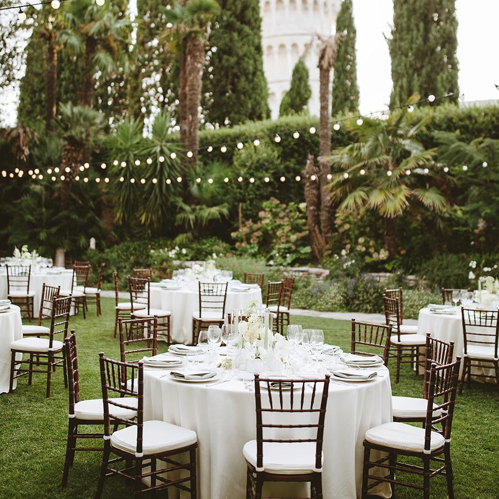 Outdoor wedding breakfast in Pisa, Italy