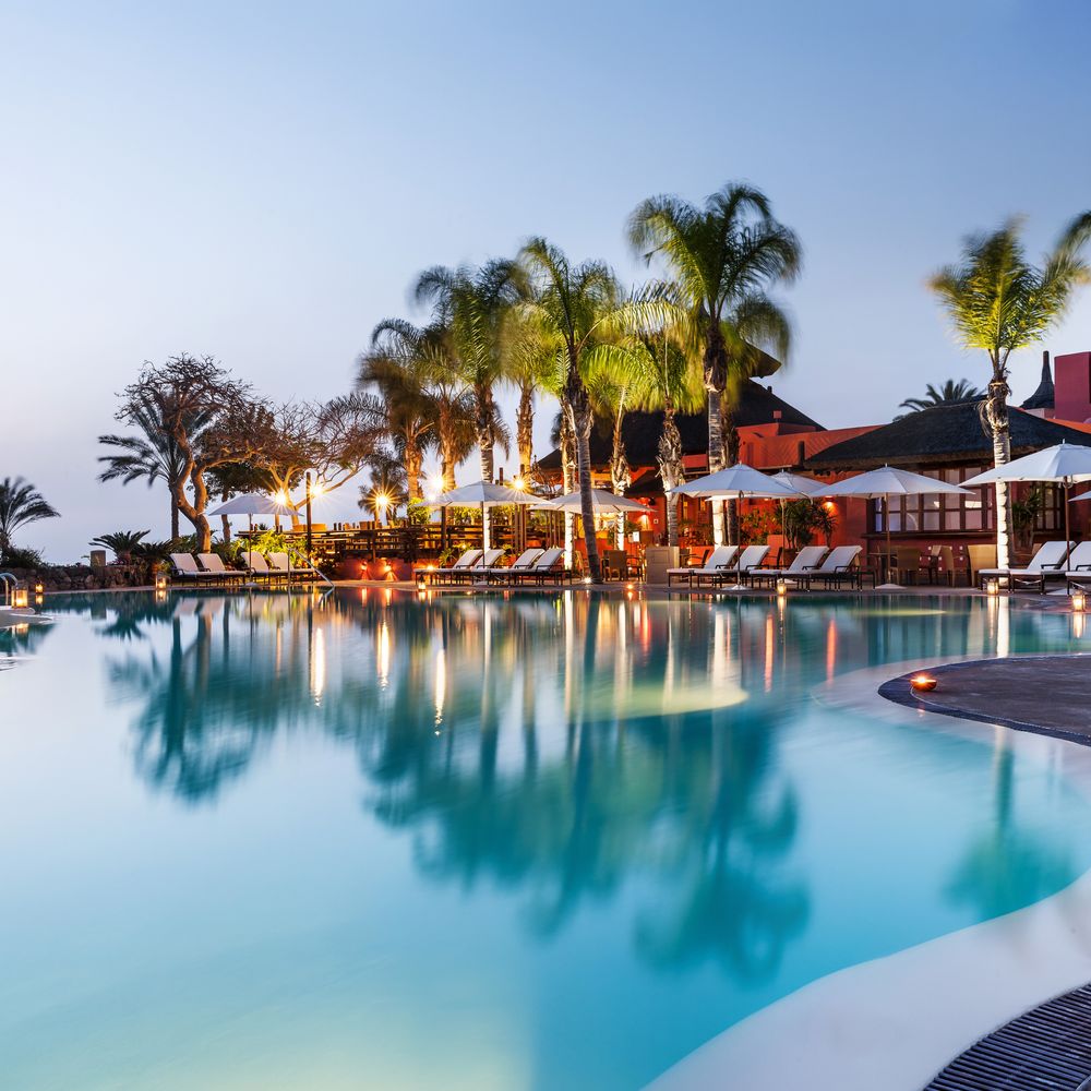 The Ritz Carlton gorgeous swimming pool with palm trees