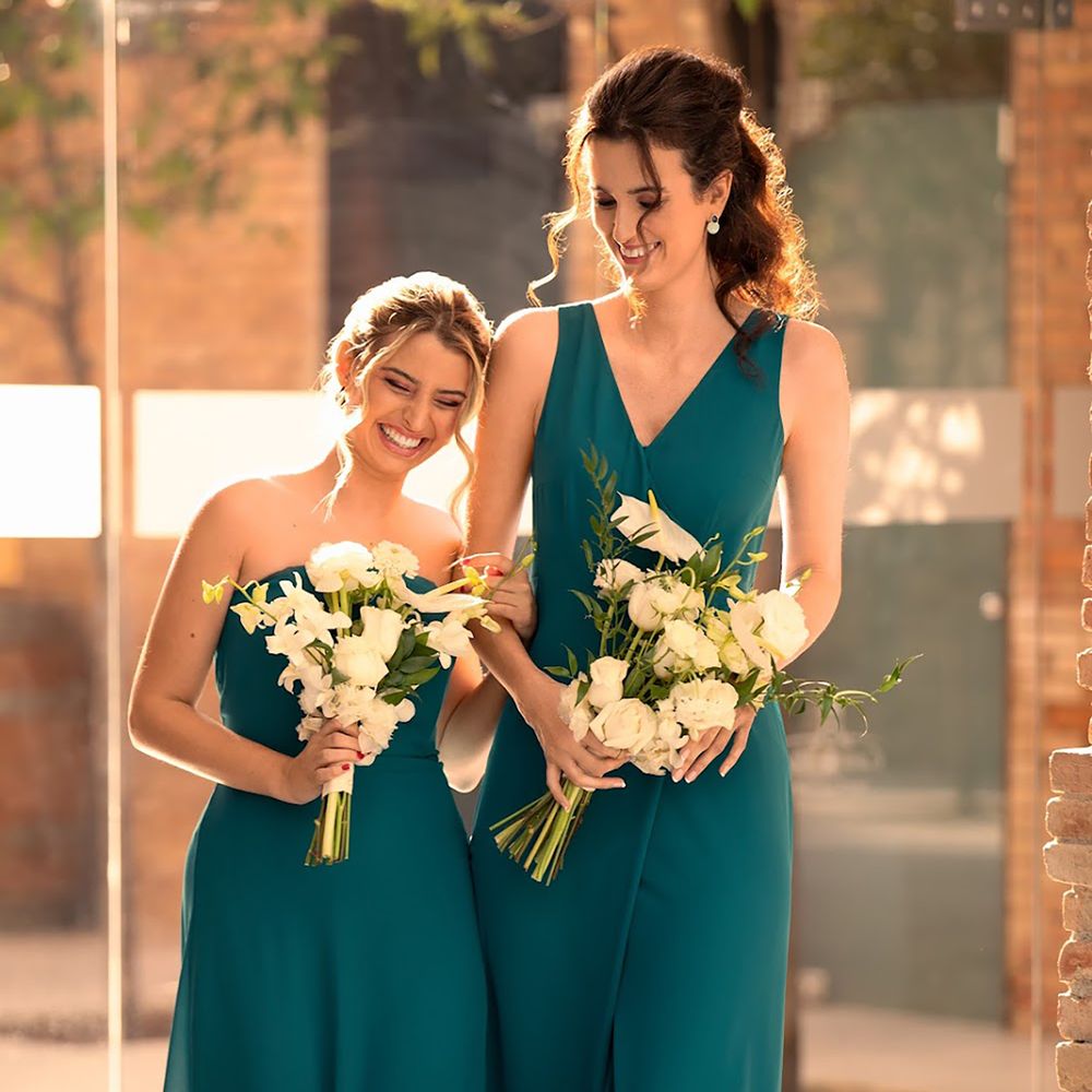 Sumissura teal green custom bridesmaid dresses