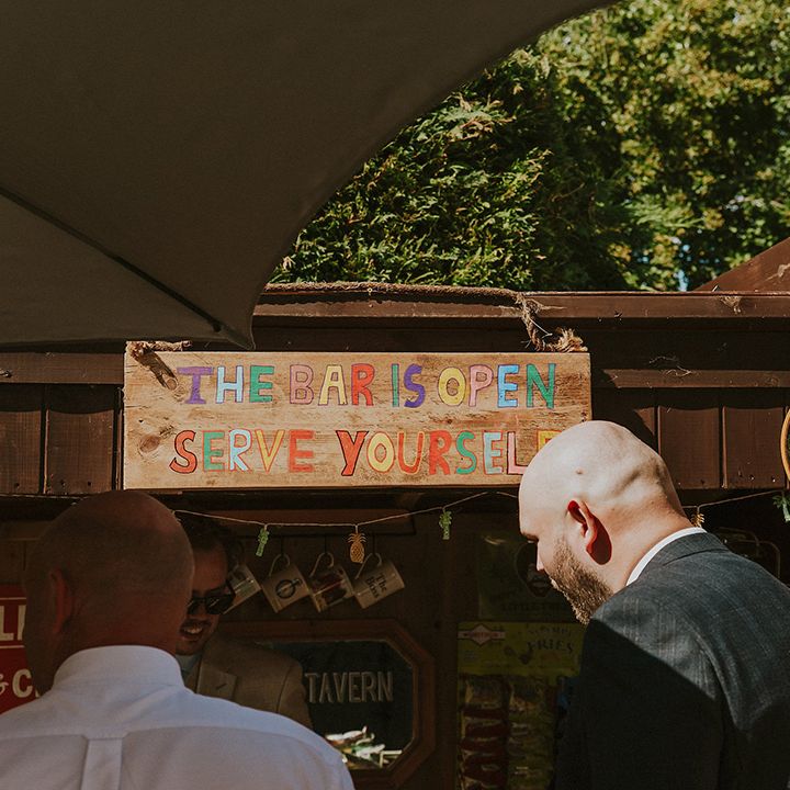 Outdoor DIY wedding bar sign 