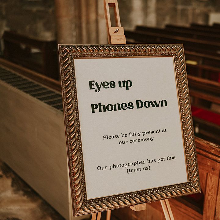 Unplugged wedding ceremony signage
