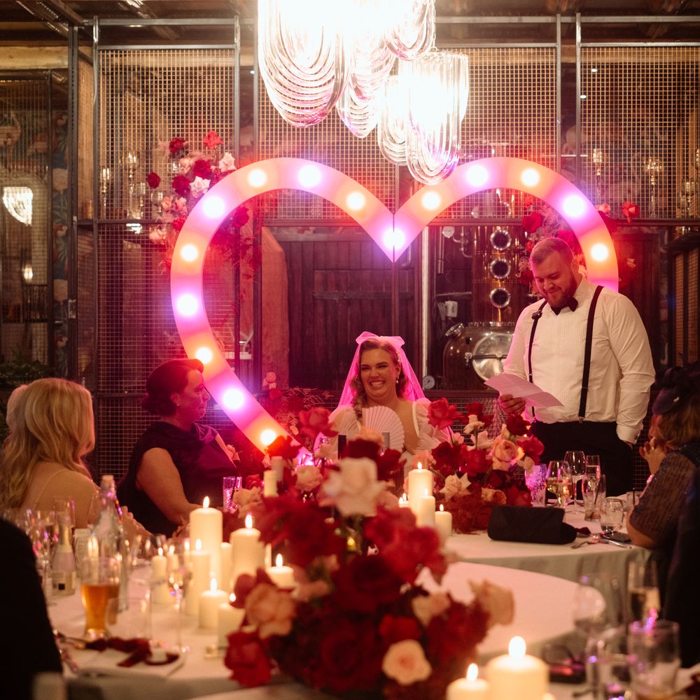 groom wedding speech pink heart light
