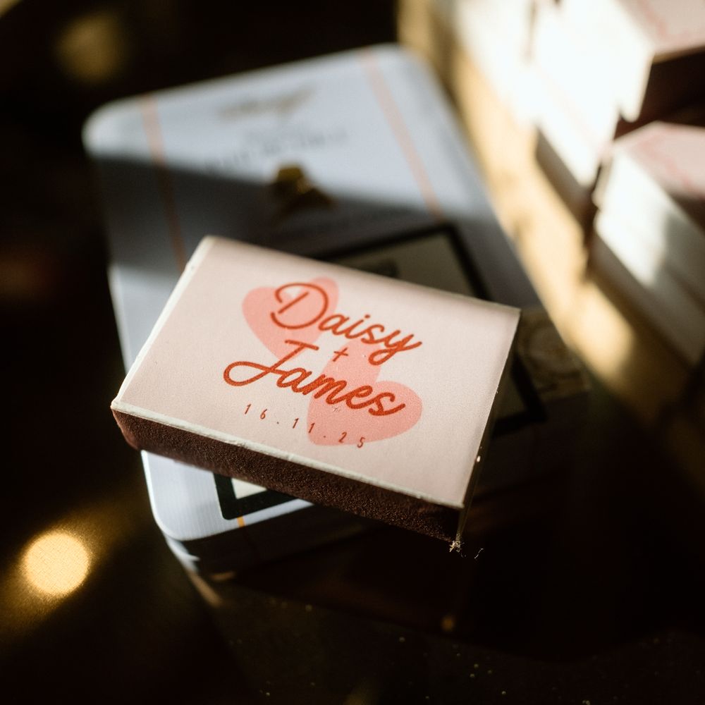 pink red personalised matchbox