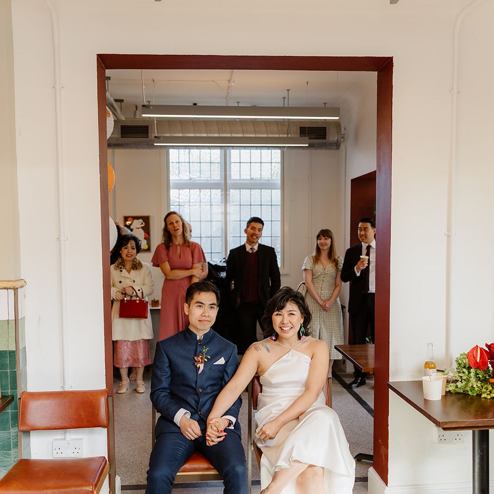 bride and groom sat together