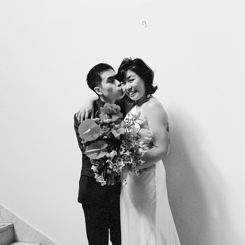 married couple black and white photo