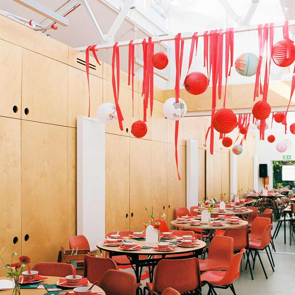 red chinese wedding reception decor