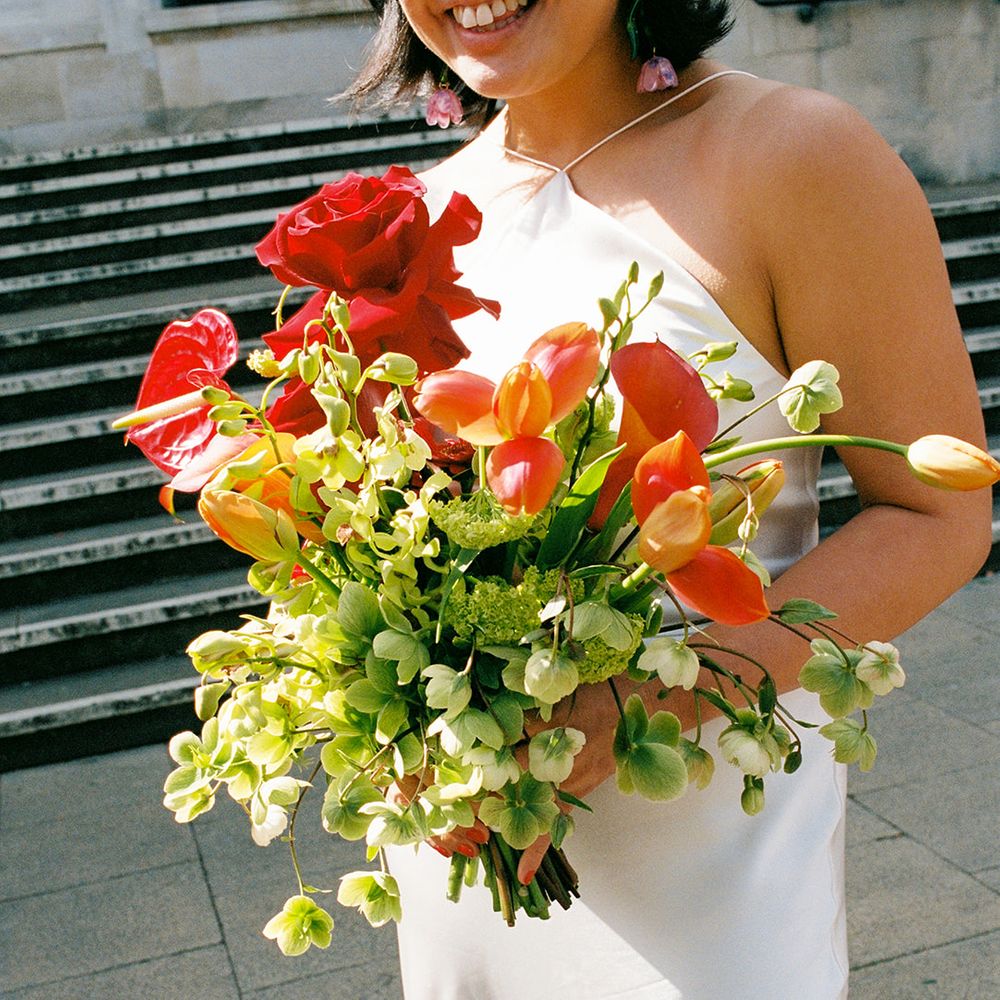 red and green bouquet