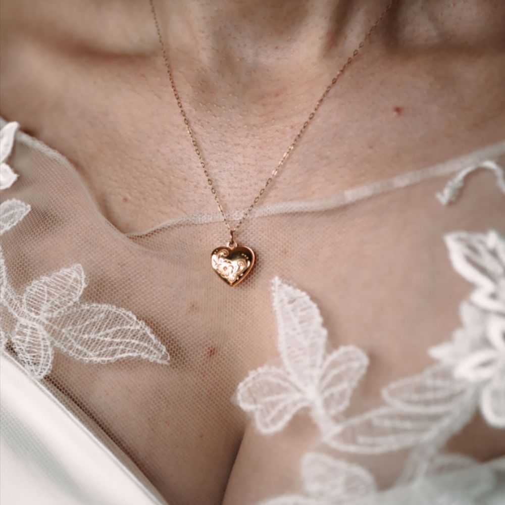 Something borrowed gold heart charm necklace
