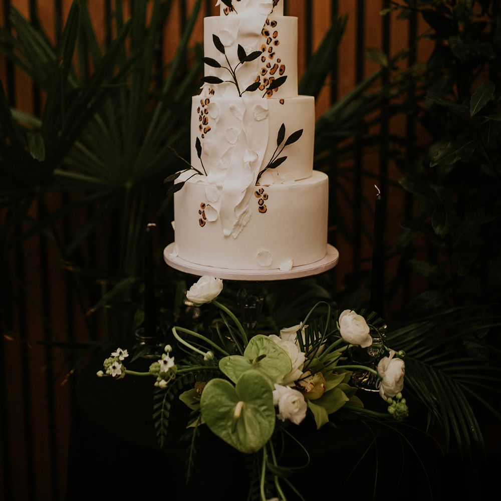 three tiered wedding cake leopard print