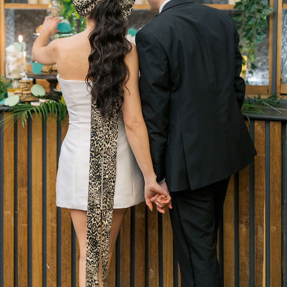 wedding reception bar bridal bow detail