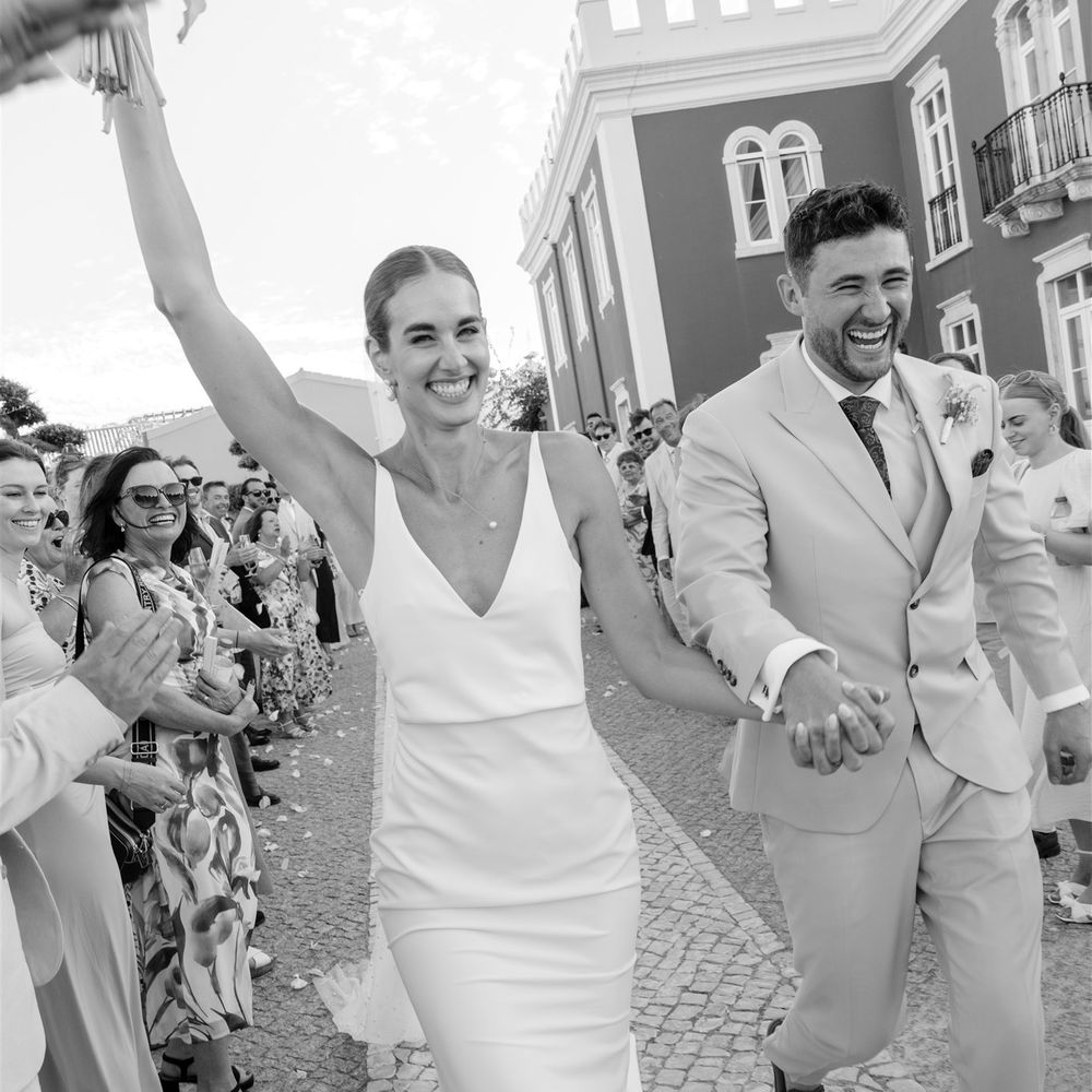 ceremony exit with guests lined up