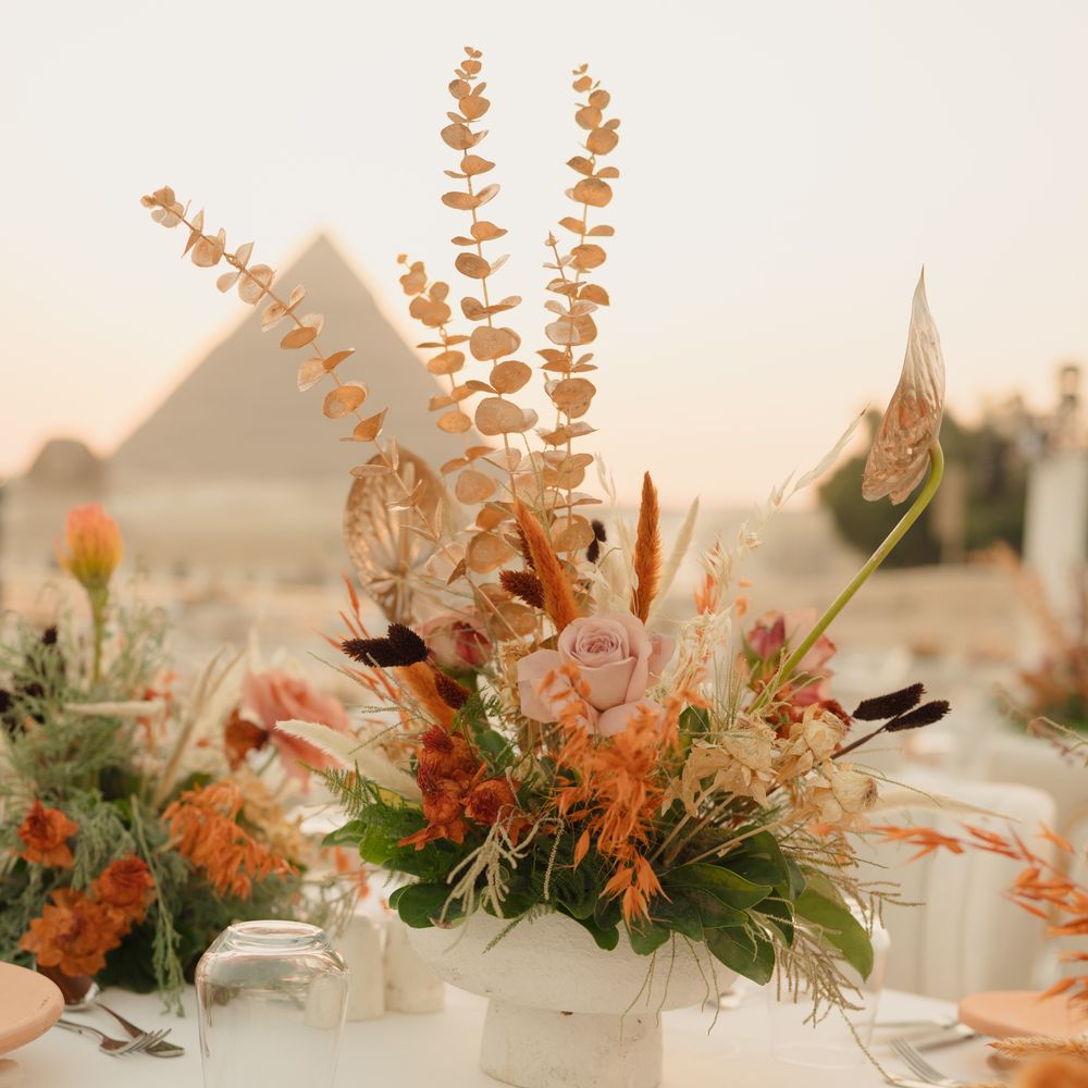 pastel orange and blush rose table decor styling