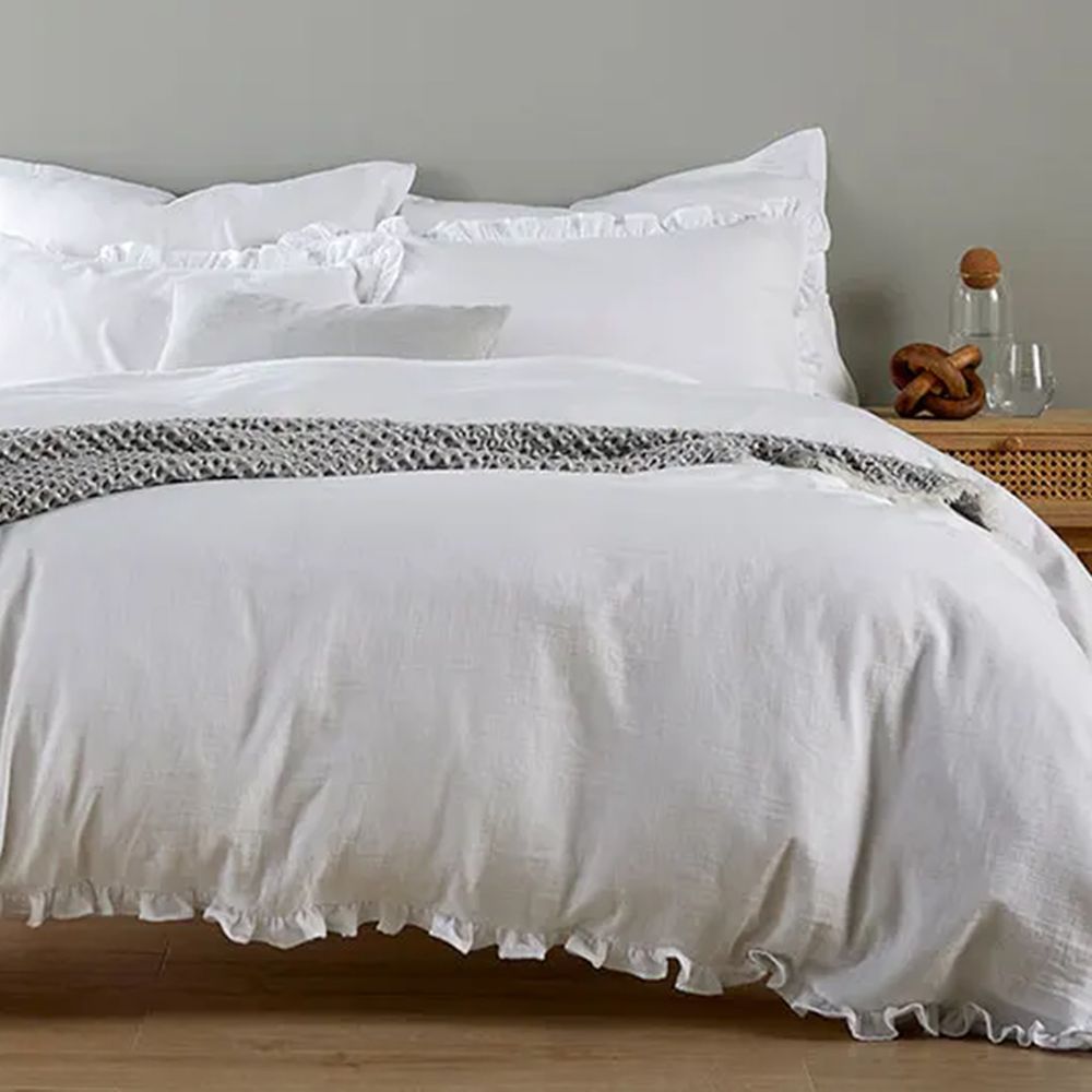 Christy Organic Retreat Ruffle Duvet Set White