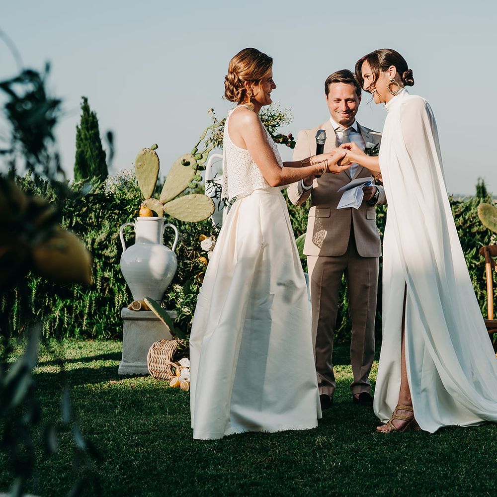 brides exchanging vows