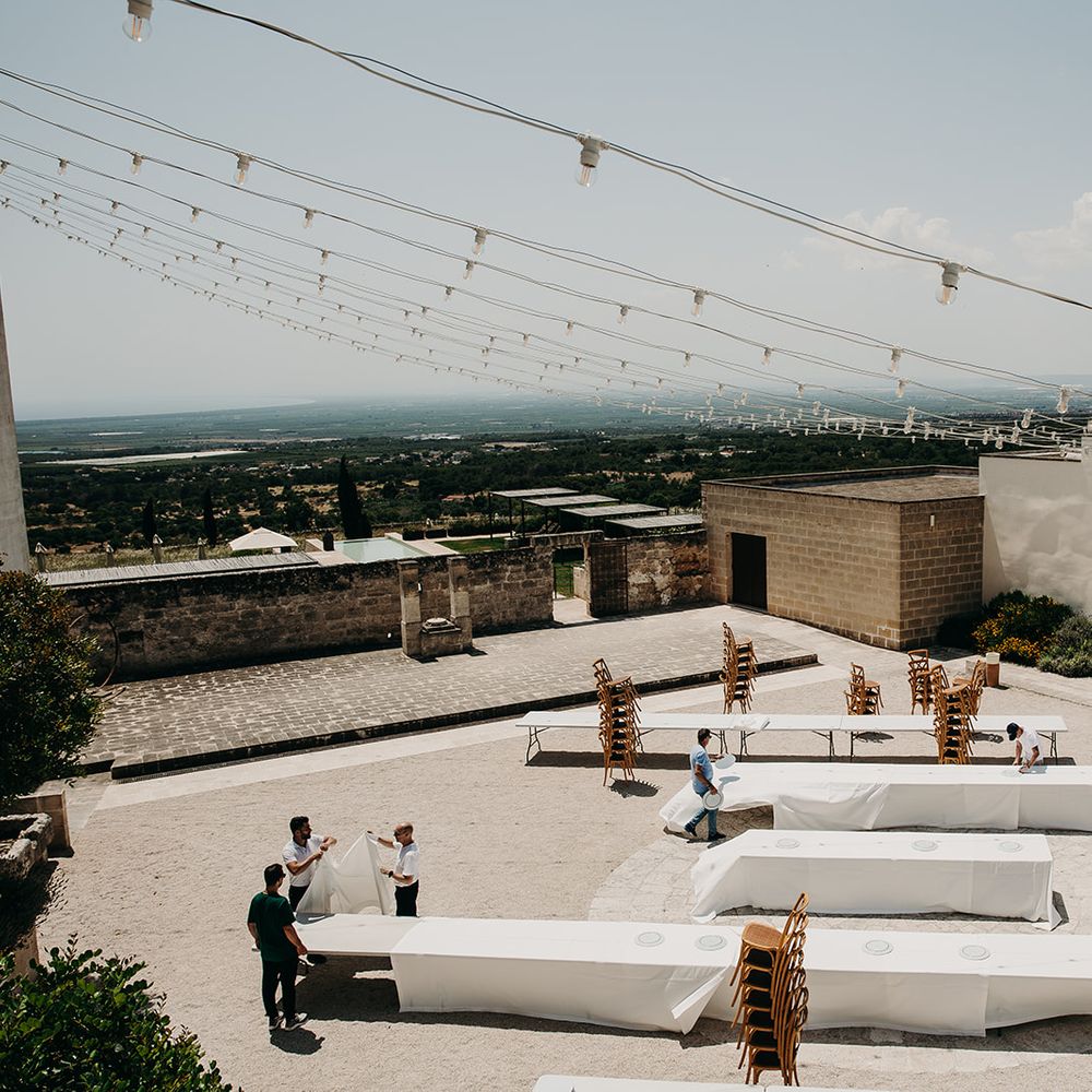 wedding set up at masseria amastuola italy