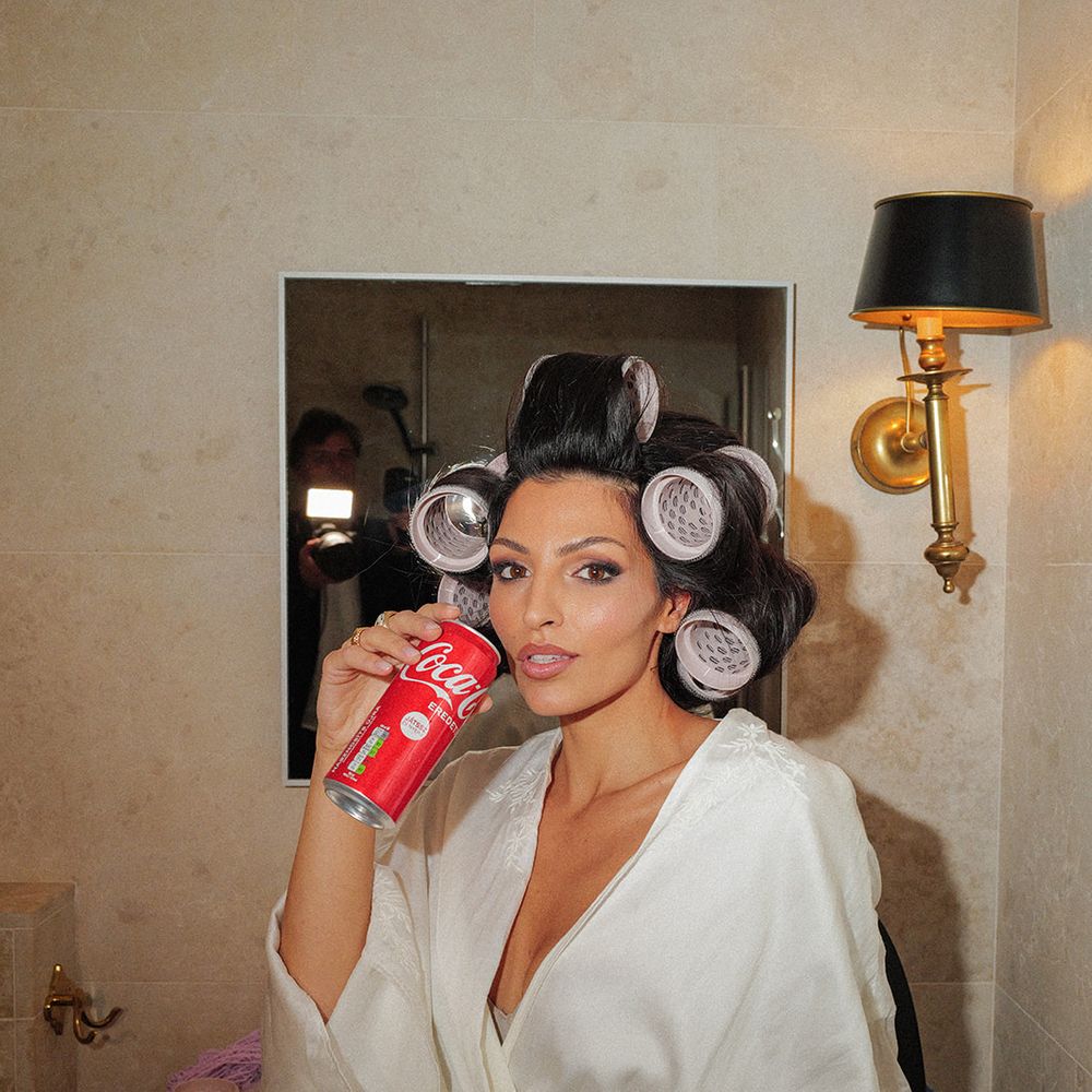 bride bridal prep rollers robe coke can