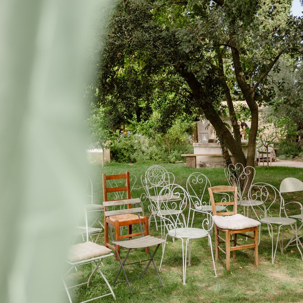 intimate south of france wedding rustic garden chairs