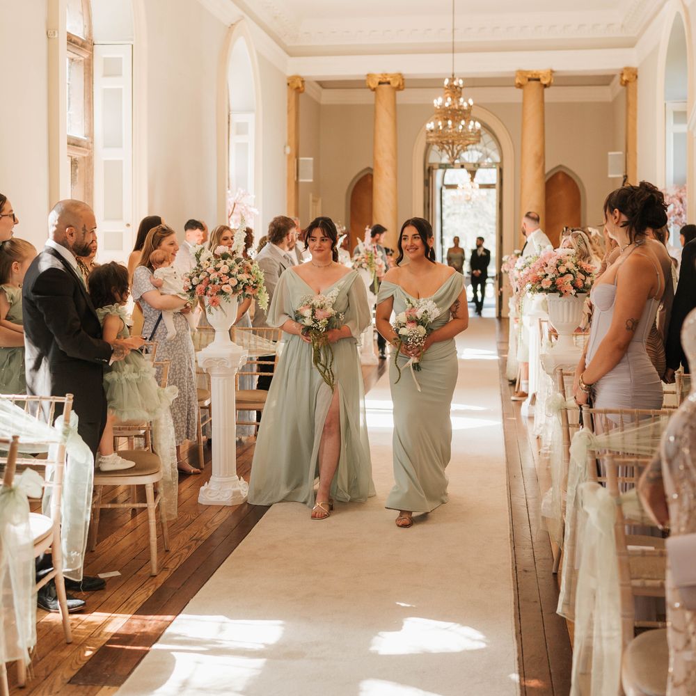 clearwell castle bridesmaids sage green dresses