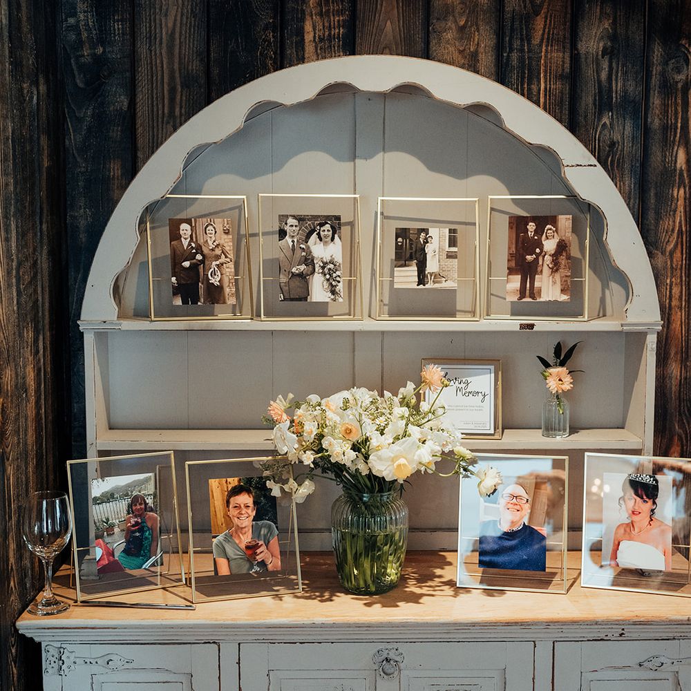 wedding decor family portraits previous family weddings