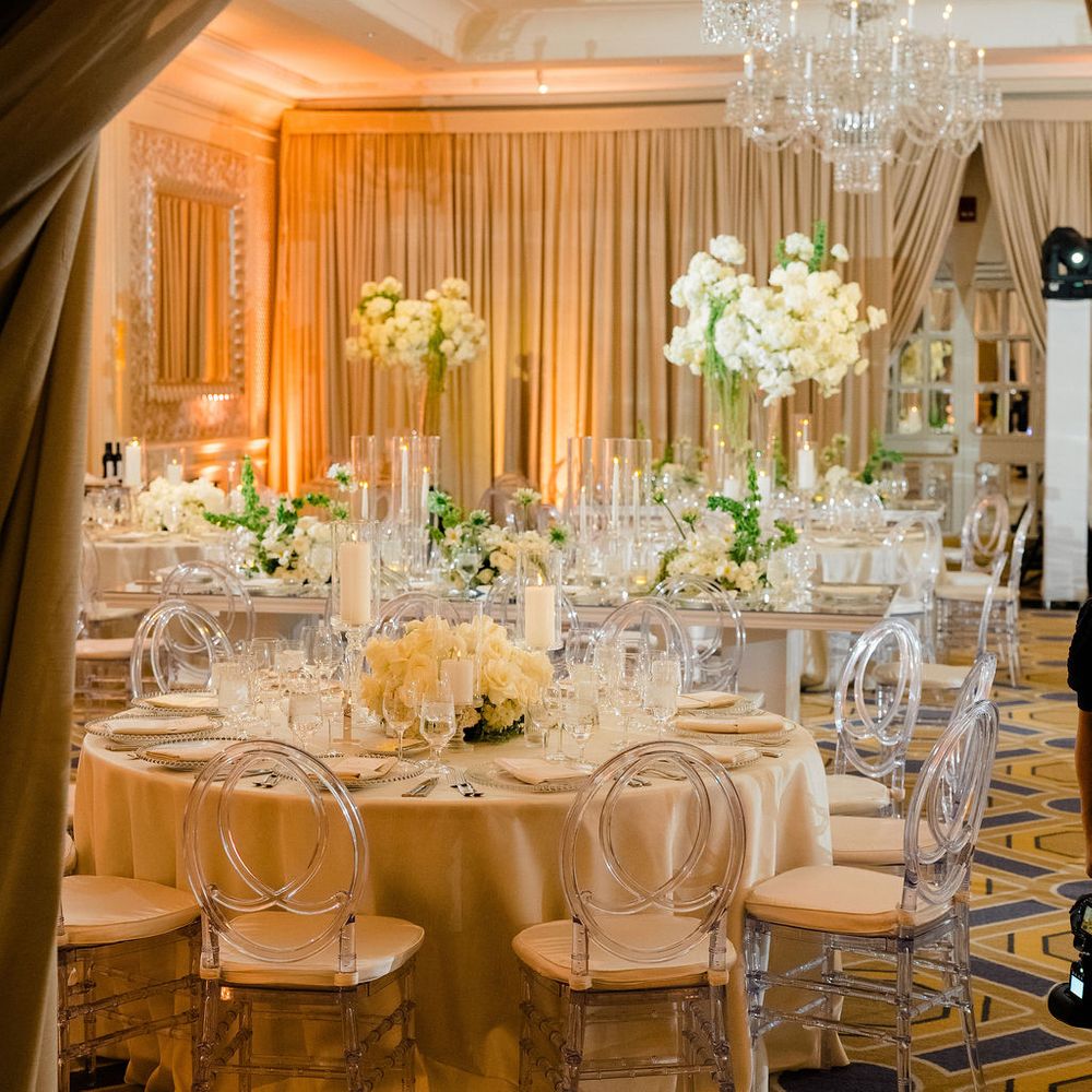 four seasons boston wedding reception cream florals