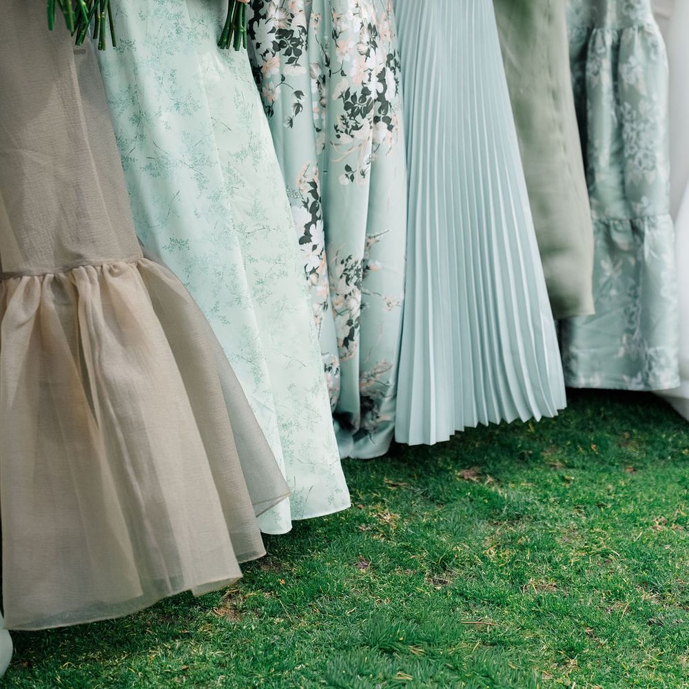 sage green deep green mixed bridesmaids dresses