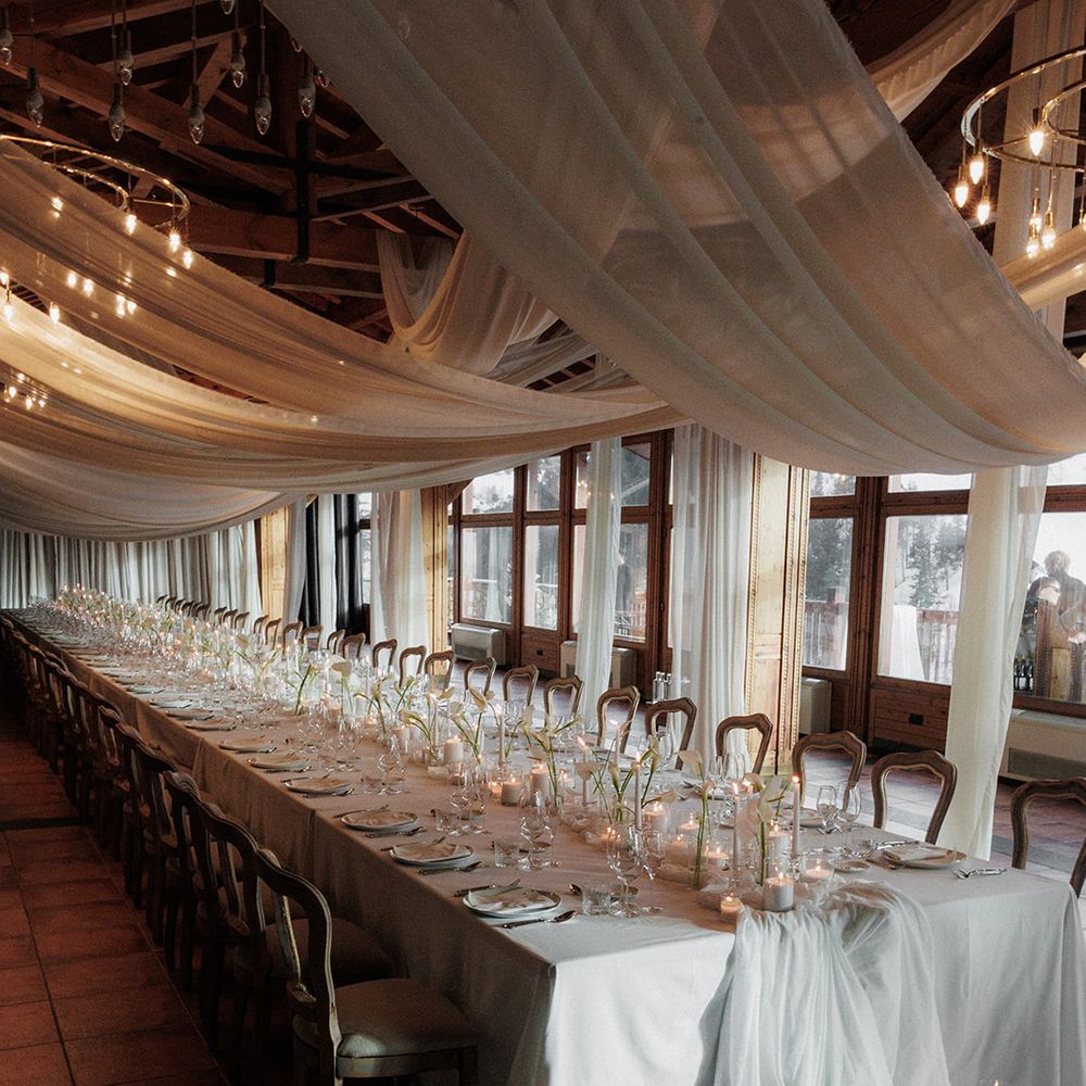 long banquet table modern calla lily wedding reception