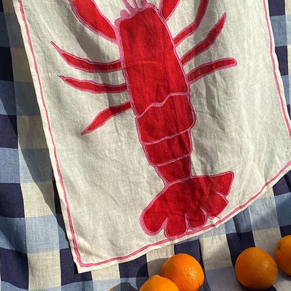 Amuse La Bouche Lobster Tea Towel, Red