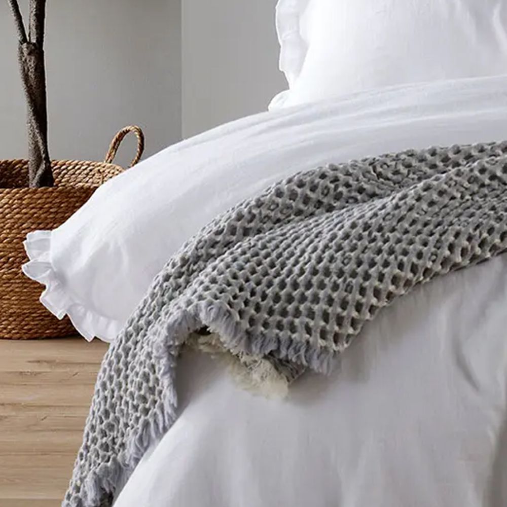 Christy Organic Retreat Ruffle Duvet Set, King, White