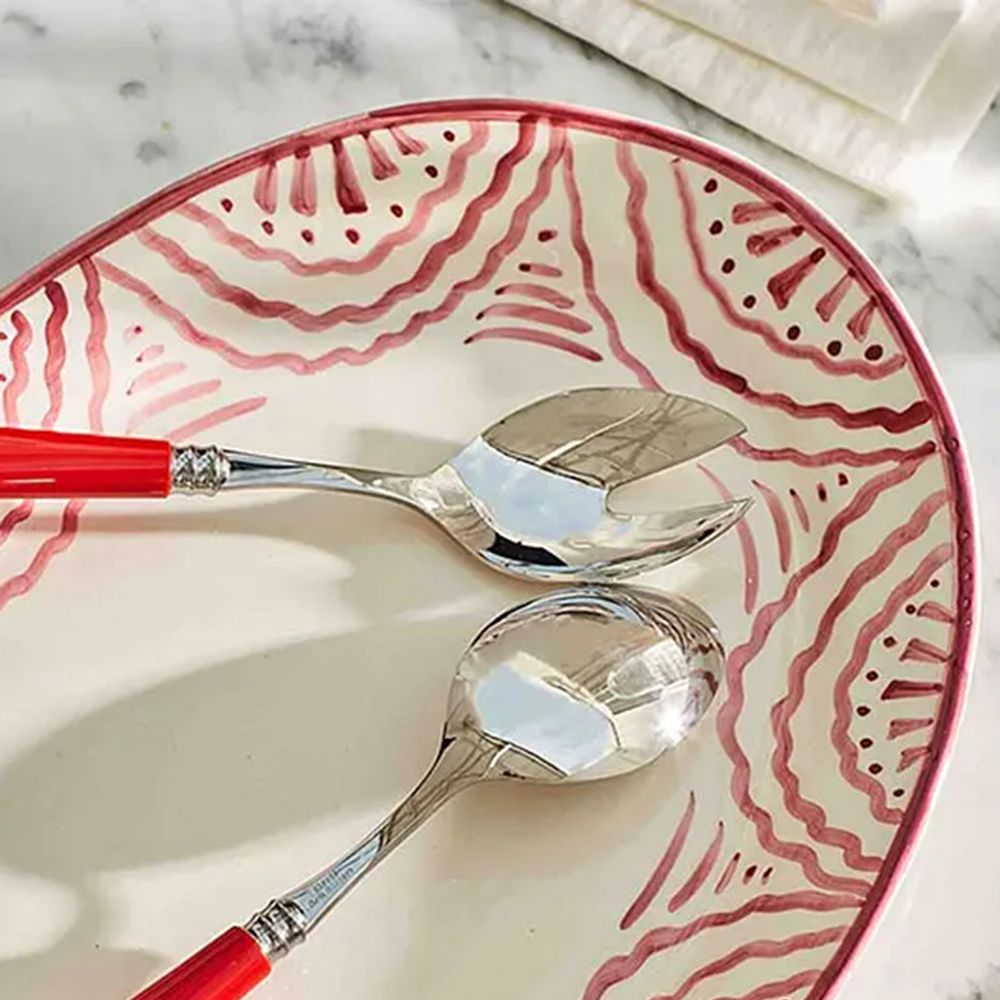 Late Afternoon Salad Server Set, Classic Red 