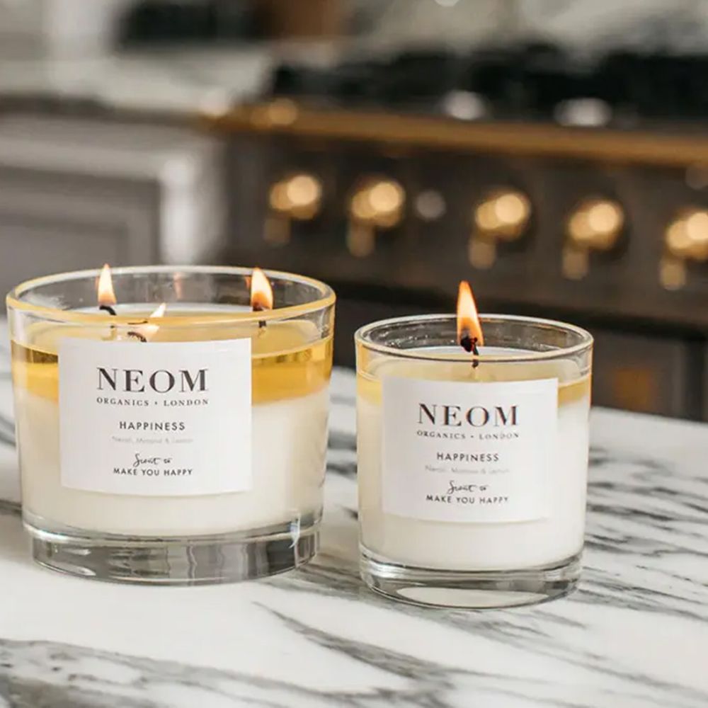 NEOM Wellbeing London Scent to Make You Happy 3 Wick Scented Candle, White