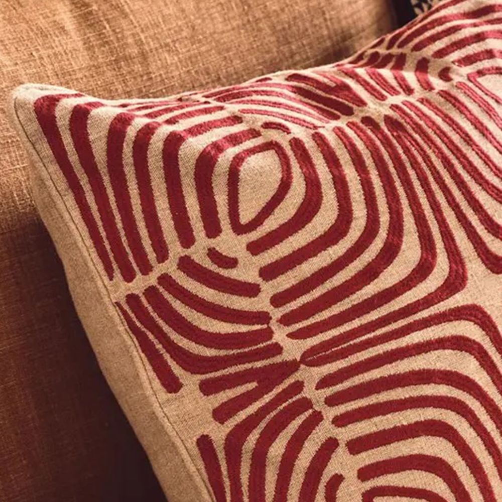 OKA Salvador Cushion Cover, 50 X 50 cm, Red Madder