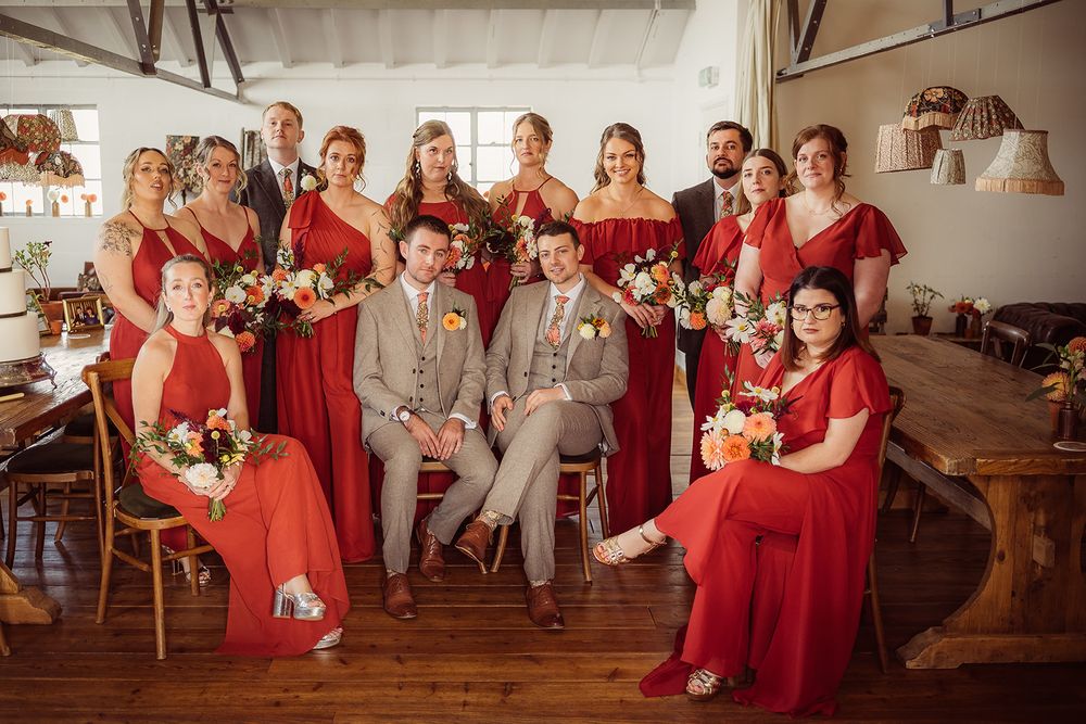 red bridesmaid dresses and groomsmen Romantic Red Wedding - Brittani + Kevin