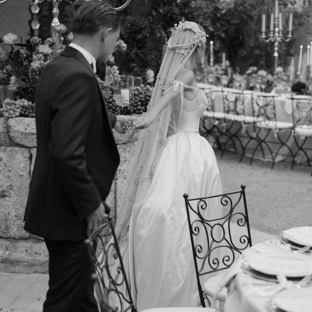 secret garden wedding reception outdoor tables candelabra