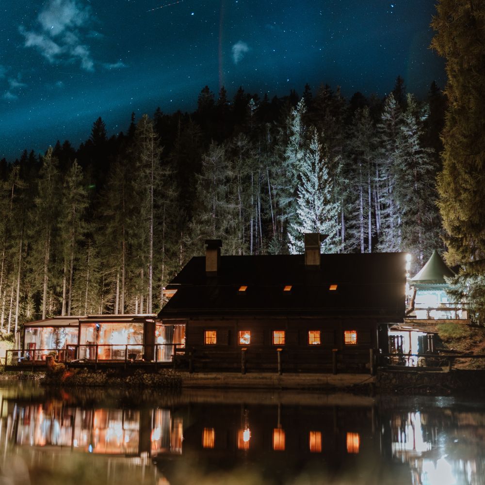 starry night sky over italian dolomite wedding venue