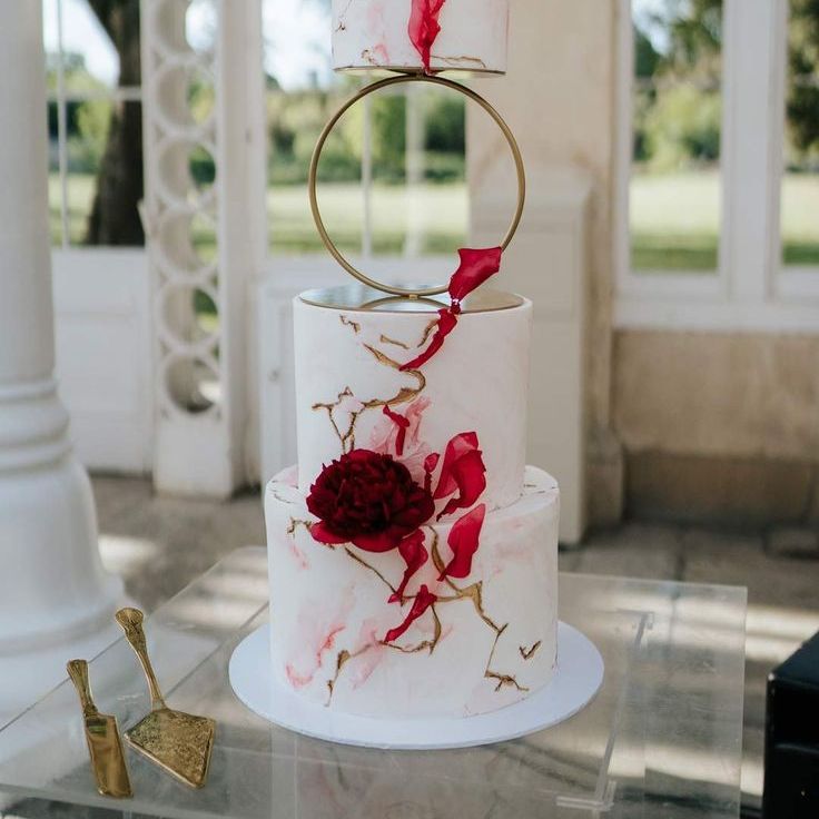 Artistic Four Tier Sculptural Wedding Cake