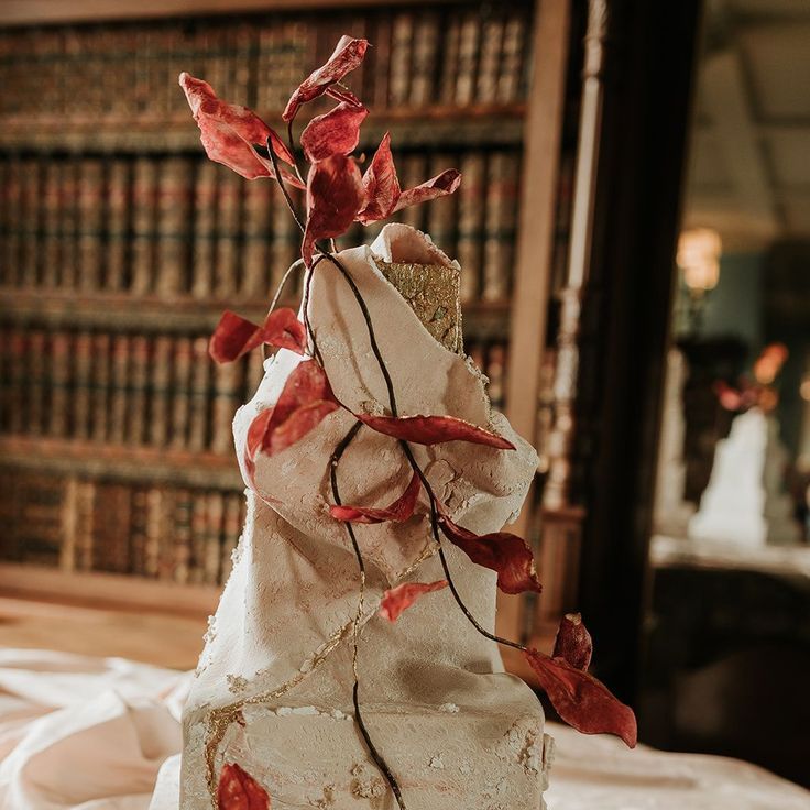 Modern Abstract Pink, White & Red Wedding Cake