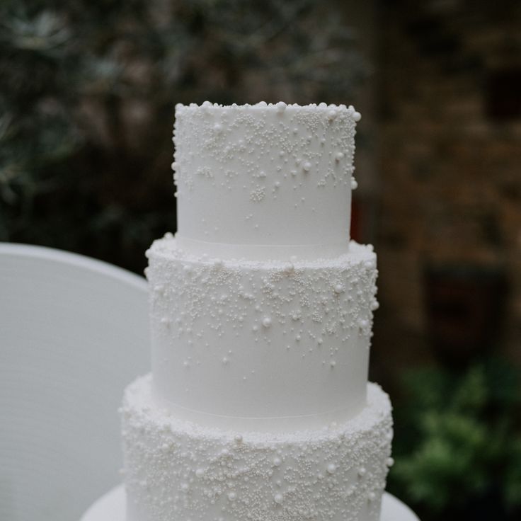 Three Tier Pearl Wedding Cake for Luxe Classic Wedding
