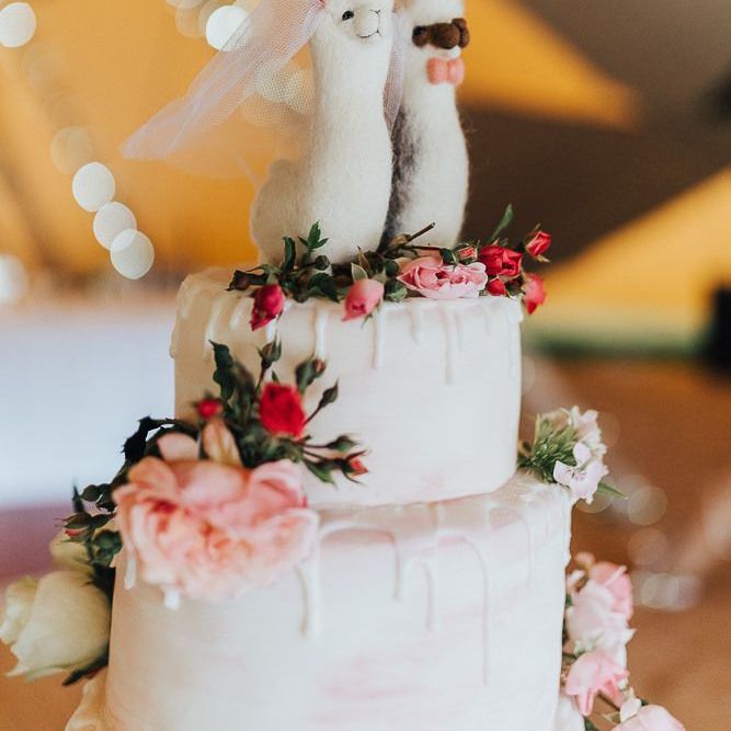 Woollen Alpaca Wedding Cake Toppers