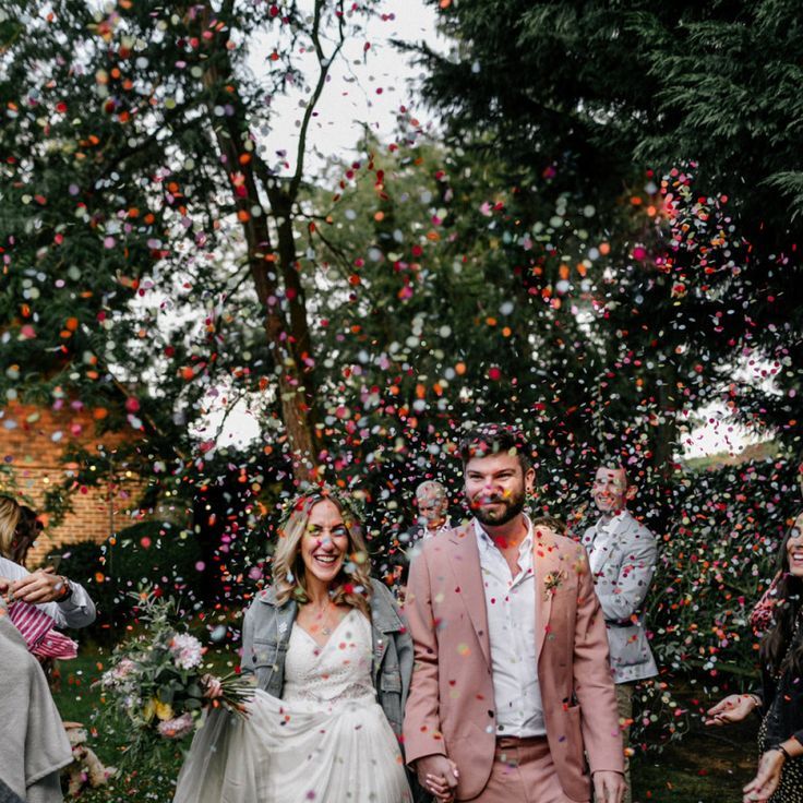 Confetti Moment for Bride and Groom at Micro Wedding in London