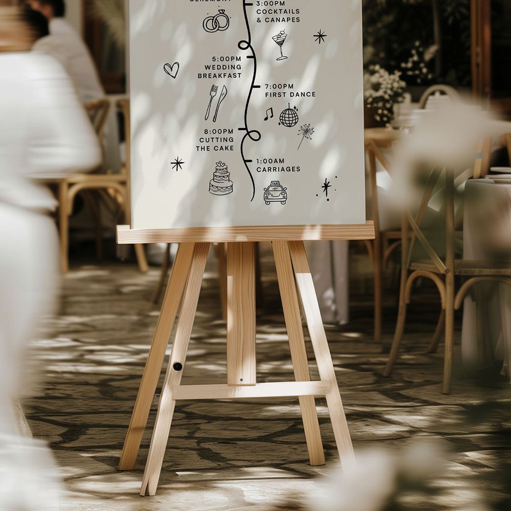 illustrated minimalist on the day wedding sign