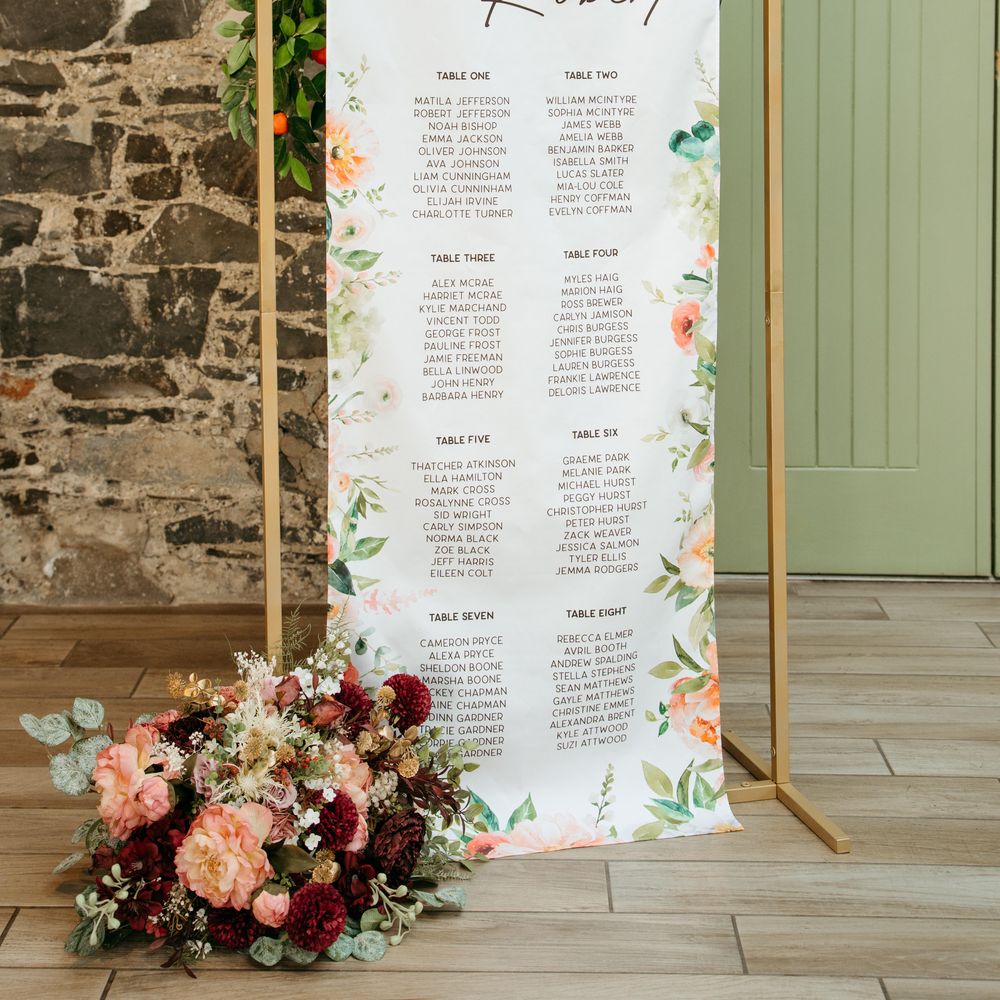 floral wedding fabric sign