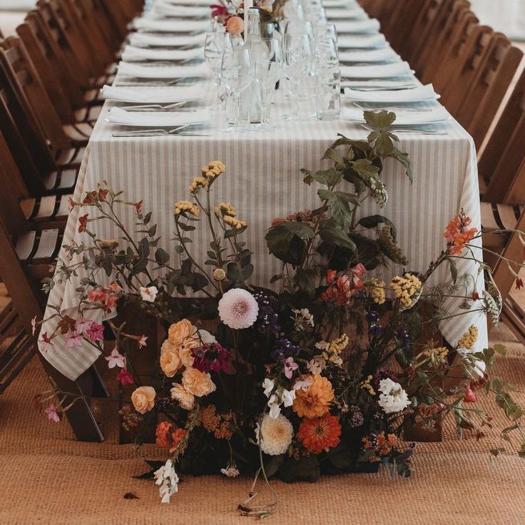 Autumnal Wedding Flower Meadow Arrangements For Country House Wedding